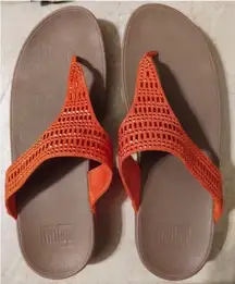 FIT FLOP Women's Orange‎ Canvas Flip Flop Thong Sandals Slides Slip-On Shoes 10M
