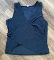 Beyond Yoga Navy Sleeveless Top Heather Blue Front Wrap Tank