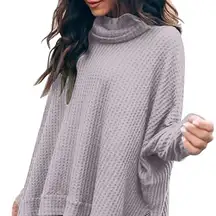 HP💝Lavender Batwing Cowl Neck Waffle Pullover sm