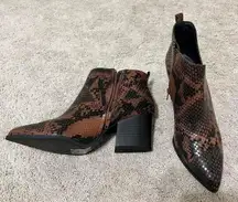 Brown and Black Snake Skin Booties