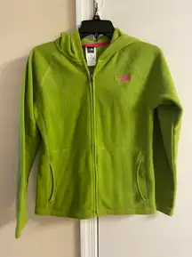 girls light green fleece hoodie, Sz 14/16