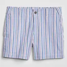 Gap 5” Khaki Shorts Multicolor Stripe 12 High Rise Stretch Cotton Summer