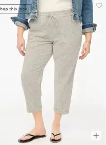 J.Crew Striped linen blend‎ drawstring pant Size 18 casual pull on beach crop
