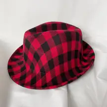 Women plaid red black jazz hat 
