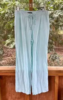 Tommy Bahama Women's Mint Green Palm Printed 100% Linen Pants Size 10