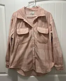 Pink Thick Shacket Plaid Button Up