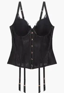 NEW Savage X Fenty 1X Black Caviar Floral Lace Corset Bustier NWT