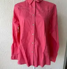 Vintage Wrangler Western Shirt Red Size L Western Rodeo Button Up Long Sleeve
