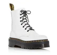 Dr. Martens  Women's White Jadon Platform Leather Combat Round Toe Boots Size 8