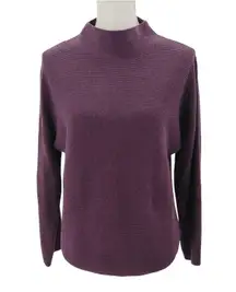Lululemon Boxy Cotton Blend Sweater Vintage Plum Purple Mock Neck Rib Knit XS/S