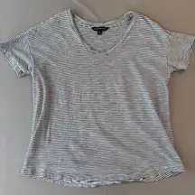 Calvin Klein Women's Navy & White Ribbed Knit Top - Size Small