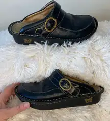 Algeria Black Mule Slide in Leather Size 37/7.0-7.5