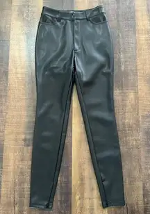 House of CB Cora Black Matte Vegan Leather Stretch Pants Size Medium