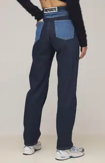 Rotate Birger Christensen Betty Contrast Colorblock High-Waisted Straight Jeans