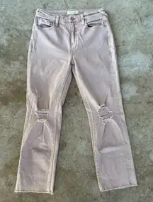 Cleo+ Wolf Distressed Light Pink High Rise Straight Jeans W27 L27 Women's