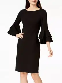 Calvin Klein Calvin‎ Klein Black Double Tiered Bell Sleeve Sheath Dress Size 8