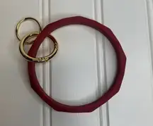 Silicone Red Bracelet Keychain Holder Gold Hardware