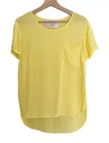Bella Dahl Hi Low Top Flowy Short Sleeve Womens Size Small Yellow