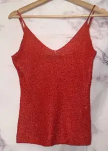White Fox Boutique Love Galore Sequin Knit Red Tank