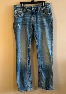 Miss Me  Women’s Cow Print Boot Cut Blue Denim Jeans 27