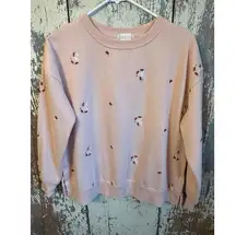 Altar'd State pink floral crewneck sweatshirt, embroidered flowers, size Medium