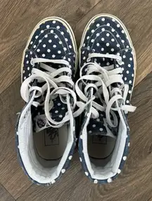 Rare Denim Polka Dot High-Top Vans - Navy and White