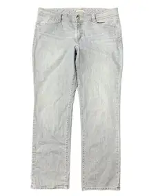 GAP Sz 16 Jeans Grey Straight Leg High Rise Flap Back Pockets Flat Front Women’s