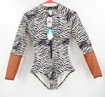 WET SWIMWEAR Eliana Rashguard Wetsuit Size Extra Small NWT Zebra Mesh Surf Scuba