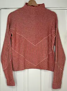 Cynthia Rowley Size Medium White and‎ Orange Stripped Turtleneck Soft EUC