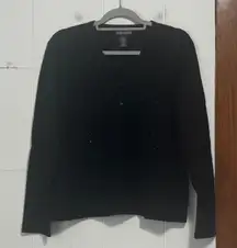 Lands End Black Cashmere Cardigan Sweater Beaded Embellished M Old Money