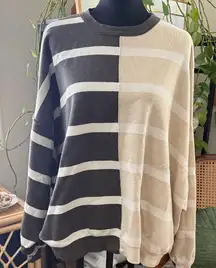 Free People Uptown Stripe Black Pearl Combo Pullover