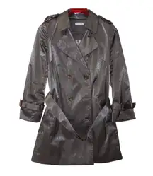 Gray Pewter Satin Trench Coat