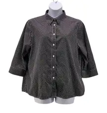 Foxcroft Button Up Shirt Size 18W Polka Dot Wrinkle Free Retro Casual Oversized