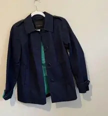Talbots Jacket Women XS Blue Button Up Military Preppy Spring Flap Pockets Lined