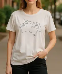 The Art Anthropologie Cassandra Anderson Australia Graphic T Shirt‎ L 100 Cotton