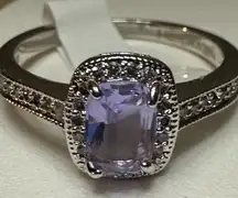 Bomb Party The Final Touch Lab Created Light Amethyst Rhodium Size 10 SRP $64