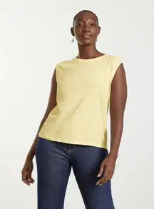 Everlane Womens The Air Muscle Tank Top Sleeveless Lightweight Pastel Yellow S