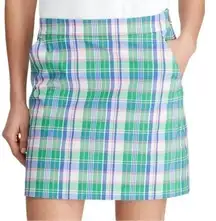 Ralph Lauren Polo Golf Women’s Size 2 Green Pink Fairway Plaid Pleated Skort