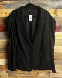 Ashley Stewart Black Blazer With‎ Ruched Shoulders Size 26/28