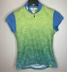 Sugoi Marilyn Blue Green Cycling Jersey Top Size XS