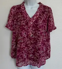 Beacon Apparel Floral Patterned Top in Pinks Size Medium
