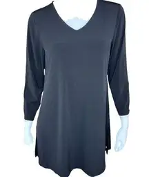 Susan Graver Modern Essentials Liquid Knit A-Line Tunic Black Small