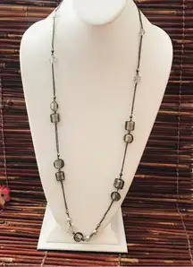 White House Black Market Black Chain Glass Bead Necklace