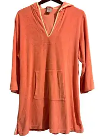 Y2K Peach bath & body works terry cloth Hooded Beach Cover-up Sm/Med
