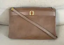 DIOR Christian Dior Taupe / Light Brown Suede Leather Shoulder Bag