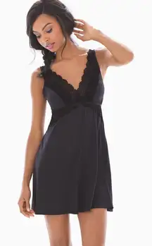 Soma Lace Trim‎ Sleep Camisole XL 93% Rayon Black Babydoll Top