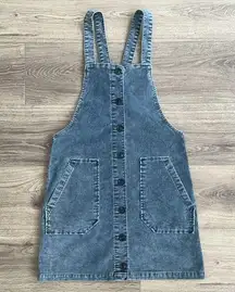 American Eagle  Corduroy Overall Mini Dress Dusty Blue Pockets Size XS Western