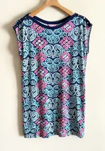 Lilly Pulitzer‎ Dress Womens Medium Blue Robyn Behind the Gate Print Shift Dress
