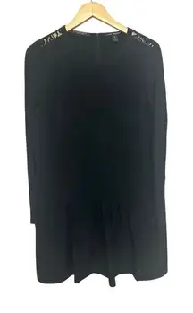 Maison Scotch Dress Jolie Vagabonde Mixed Media Black Knit Top Pockets Sz 2