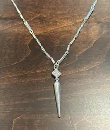 Silver necklace with spike pendant 16” drop, no clasp